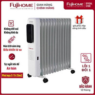 Máy sưởi dầu điều khiển từ xa không khô da Fujihome OH8613, máy sưởi ấm điện 13 thanh màn điện tử cảm ứng , tự ngắt an toàn tiết kiệm điện - Hàng chính hãng