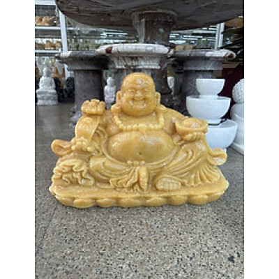 Tượng phật Di Lặc ngồi đá ngọc Hoàng Long - Dài 50 cm