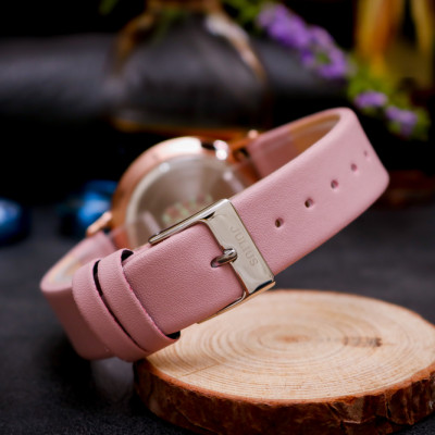 Đồng Hồ Nữ Julius Hàn Quốc JA1312 Dây Da Mặt In Hoa Thanh Lịch