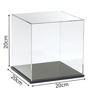 Hộp mica Enter BOX103 20x20x20cm mica dày 2mm, đế đen 5mmx2 vuông, Hộp trưng bày mô hình, Hộp mica trong chống bụi