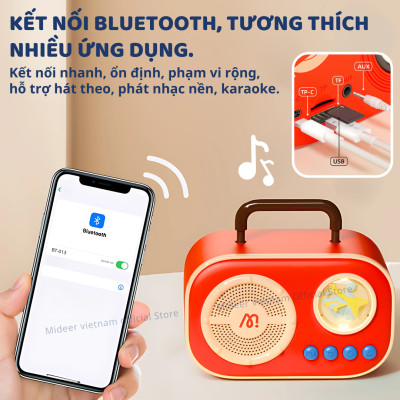 Loa karaoke mini bluetooth kèm mic cho bé Mideer versatile singalone microphone - Hàng chính hãng