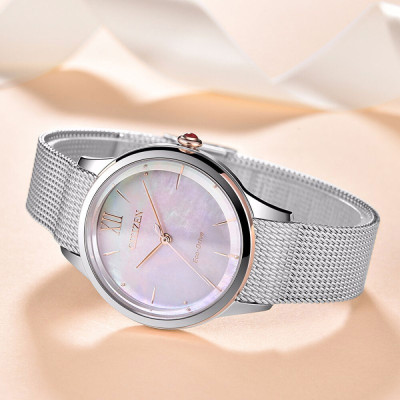 Đồng Hồ Nữ Citizen Eco-Drive Dây Thép Không Gỉ EM0816-88Y - Mặt Xà Cừ (Sapphire)