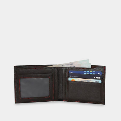 Ví nam da bò cầm tay chữ nhật hoạ tiết đường kẻ dọc IDIGO MW1 - 5059