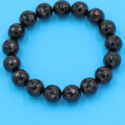 Vòng tay phong thủy - thạch anh đen cắt giác 12 ly 17 hạt - hợp mệnh Thủy, mệnh Mộc