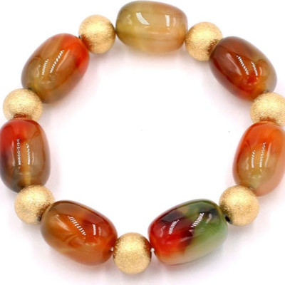 Chuỗi đeo tay - thạch anh xanh cam bầu 17mm VTAXCBLHVT1 - kèm hộp gỗ - hợp mệnh Hỏa, mệnh Thổ