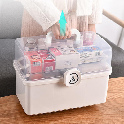 Hộp Thuốc Y Tế Gia Đình Hộp Thuốc 3 Tầng Mở 180 Độ Có Quai Xách Tiện Lợi Giao Màu Ngẫu Nhiên