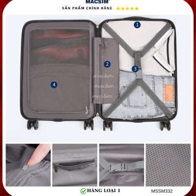 Vali cao cấp Macsim Smooire MSSM332 cỡ 24 inch màu vàng hàng loại 1