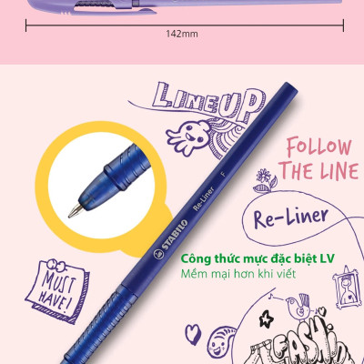 Hộp 10 Bút bi nắp STABILO Re-Liner F 0.7mm (BP868F/10) - Tím