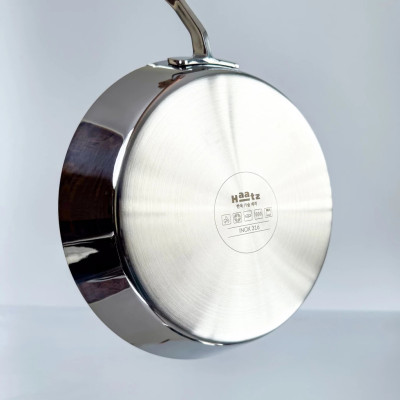 Chảo Cạn Inox 316 Cao Cấp Haatz 3 Lớp Liên Khối, Sử Dụng Mọi Loại Bếp, Hàng Chính Hãng Bảo Hành 5 Năm