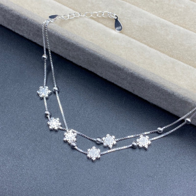 Lắc Tay Bạc 925 Bông Tuyết Dây Kép BẠC HIỂU MINH LTU655