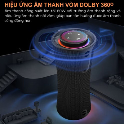 Loa Bluetooth không dây di động CYBORIS T16 chính hãng có âm thanh nổi RGB Đầu phát nhạc âm thanh vòm - Hàng chính hãng