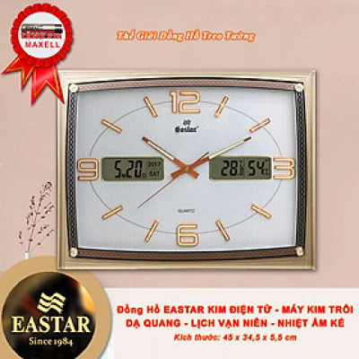 Đồng Hồ Kim Điện tử KIM TRÔI EASTAR Cao Cấp có DẠ QUANG  – LỊCH Vạn niên, NHIỆT ẨM KẾ