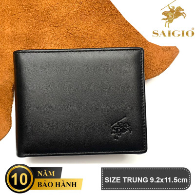 Ví Nam Cao Cấp, Da Bò NAPA Láng Mịn, Mỏng Nhẹ, Size Trung, Kiểu Cổ Điển Tinh Tế - Sang Trọng, Dáng Ngang - Gập 2, Nhiều Ngăn Để Tiền Và Giấy Tờ Tiện Dụng - Hàng Chính Hãng SAIGIO