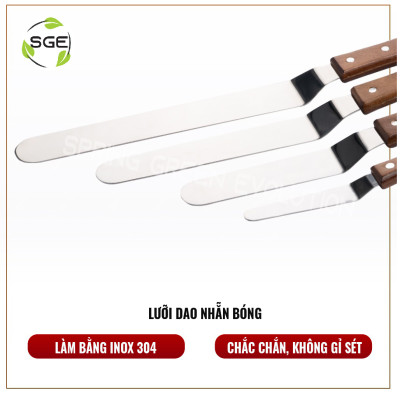 Dao Chà Láng Bánh/ Dao Lấy Bánh, Xẻng Phết Bánh Kem Spatula Model BS. Có 4 Kích Thước, Chất Liệu Inox Cao Cấp, Tay Cầm Gỗ, Siêu Nhẹ. Hàng Nhập Khẩu Chính Hãng Thái Lan