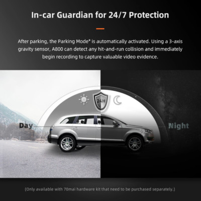 Camera hành trình ô tô Xiaomi 70mai cao cấp A800S chất lượng hình ảnh 4K, tích hợp Wifi (Bộ tích hợp Camera trước + Sau) -  Bản Quốc Tế - Hàng Nhập Khẩu