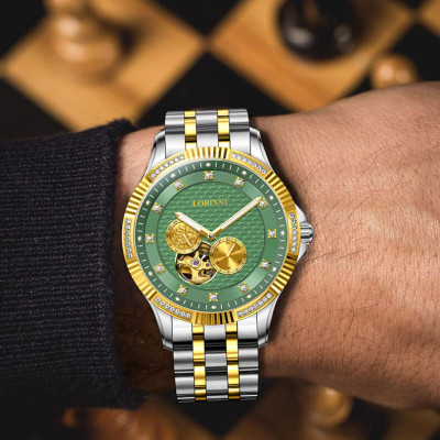 Đồng hồ nam chính hãng LOBINNI L19006-1 Kính sapphire,chống xước,Chống nước,BH 24 tháng,Máy cơ (Automatic) ,dây da xịn