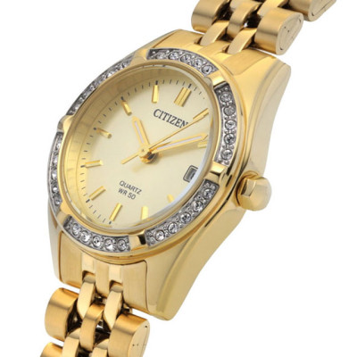 Đồng Hồ Nữ Citizen Đính Đá Swarovski Dây Thép Không Gỉ EU6062-50P - Mặt Vàng