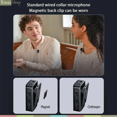 BOYAMIC - Micro Cài Áo Không Dây 2,4 GHz Có Chức Năng Ghi Âm Tích Hợp, Bộ Nhớ 8GB Dành Cho Điện Thoại, Máy Ảnh, Máy Tính - Hàng chính hãng