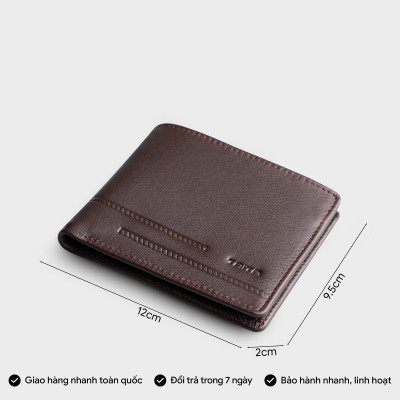 Ví nam da bò Trita ( Thời trang nam dáng ngang họa tiết sọc chéo - Ví da RVN17 )