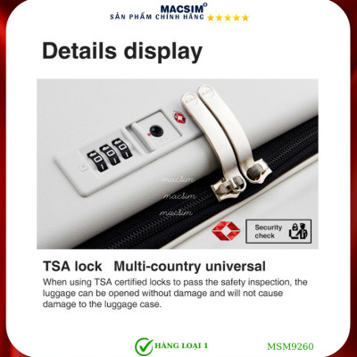 Vali cao cấp Macsim MiXi MSM9260 24 inch màu vàng