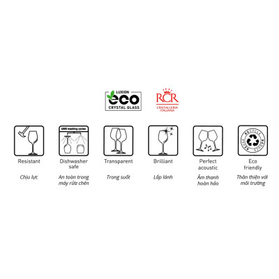Ly Rượu Vang Thuỷ Tinh Pha Lê Ý RCR – Melodia Goblet 210 ml