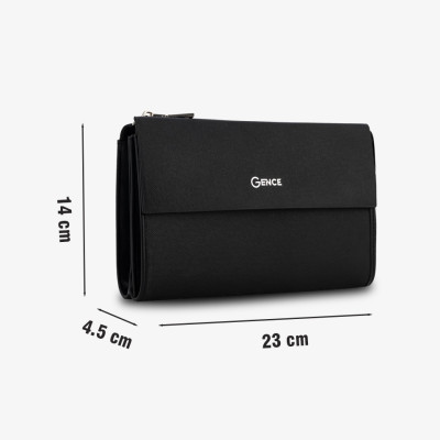 Ví Cầm Tay Nam Gence Da Bò Taiga HT06 Màu Đen