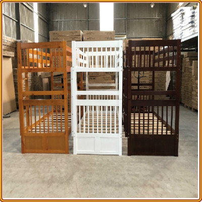 Giường 2 tầng Tundo màu trắng cầu thang treo 