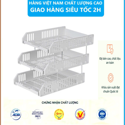 Khay Đựng Tài Liệu 3 Tầng 5683, Kệ Đựng Tài Liệu Văn Phòng Cao Cấp, Khay A4 nhiều ngăn tiện dụng - Hàng Việt Nam