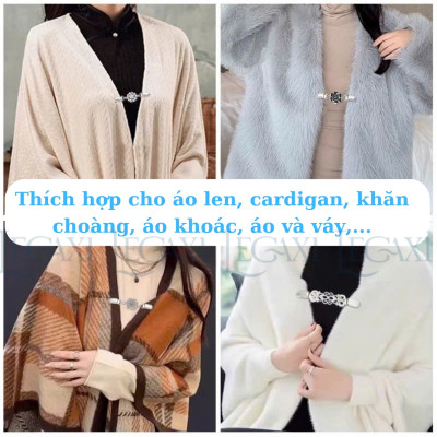 Kẹp Khăn Choàng Bằng Kim Loại Khóa Cố Định Cổ Áo Cardigan Áo Len Kẹp Lưng Áo Thắt Eo Đầm Váy Cho Nữ