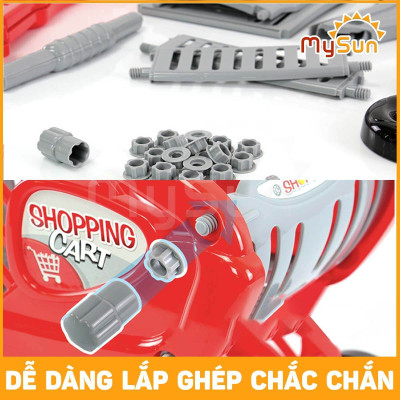 Đồ chơi xe đẩy siêu thị CỠ LỚN cho bé kèm bộ đồ chơi nấu ăn nhà bếp: Rau củ, Thịt cá, Hoa quả - MySun