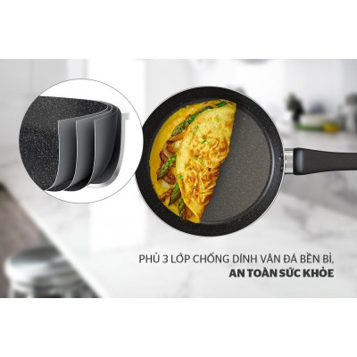 Chảo chống dính Sunhouse CT20/CT24/CT28 PLUS, Đường kính 20/24/28cm, Dùng được bếp gas và bếp hồng ngoại, Không dùng được bếp từ