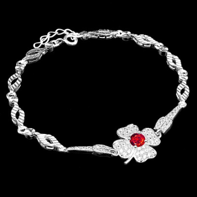 Lắc Tay Nữ Cỏ 4 Lá May Mắn Bạc Hiểu Minh LTU329F