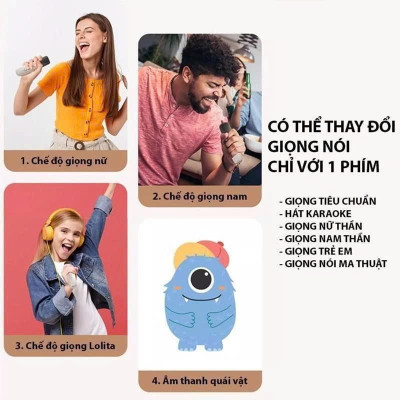 Loa Bluetooth mini kèm 2 micro hát karaoke không dây - Mic hát karaoke âm thanh chất lượng lọc âm khử nhiễu LED RGB - Hàng Nhập Khẩu