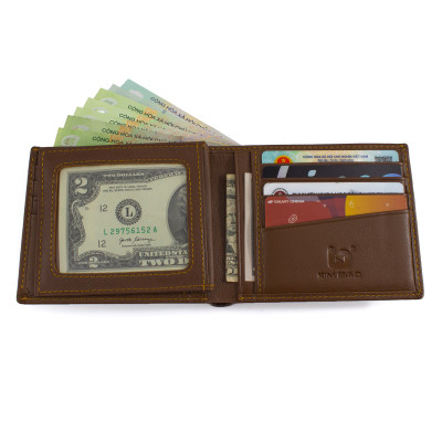 Ví Da Nam, Bóp Da Nam Kim Bảo H35 Da Bò Màu Đen, Nâu, Bò