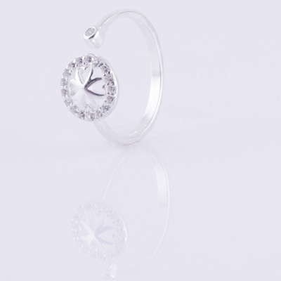 Nhẫn nữ trang sức bạc S925 Italia Bạc Xinh Huệ Ngân- Cỏ bốn lá may mắn RR1288