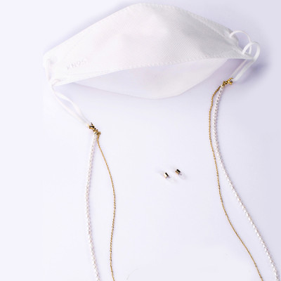 Dây đeo kính hai lớp mix chuỗi ngọc trai nhỏ phong cách Âu Mỹ chuỗi đeo khẩu trang đeo mặt nạ khí chất