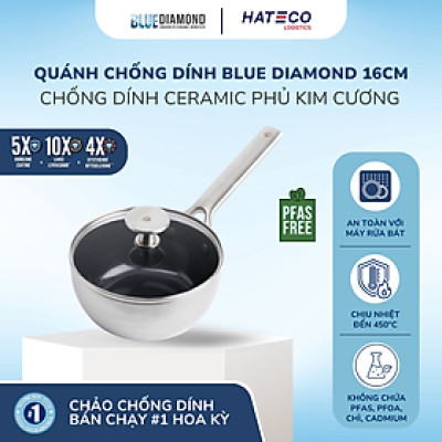 Quánh Blue Diamond chống dính thép không gỉ phủ tinh thể kim cương cao cấp