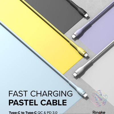 Cáp sạc nhanh cho điện thoại/laptop/tablet RINGKE Fast Charging Pastel Cable C-to-C nhiều màu - Hàng Chính Hãng