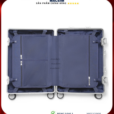 Vali hợp kim nhôm cao cấp Macsim MSLV1908 cỡ 20 inches màu đen màu bạc hàng loại 1