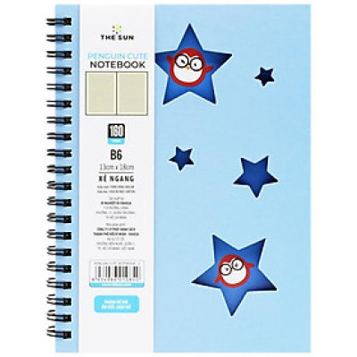 Sổ Lò Xo Bìa Cứng Penguin Cute B6 - Kẻ Ngang - 160 Trang 80gsm - The Sun 02