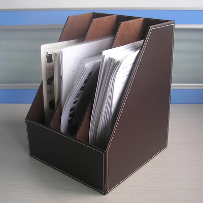 Khay đựng tài liệu 3 ngăn bằng da cao cấp