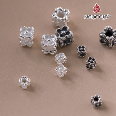 Charm bạc chặn hạt hình hoa 4 cánh - Ngọc Quý Gemstones