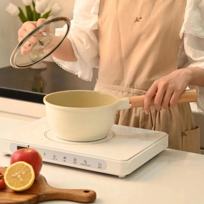 Quánh chống dính phủ gốm Haatz Hàn Quốc size 18cm vung kính đáy từ