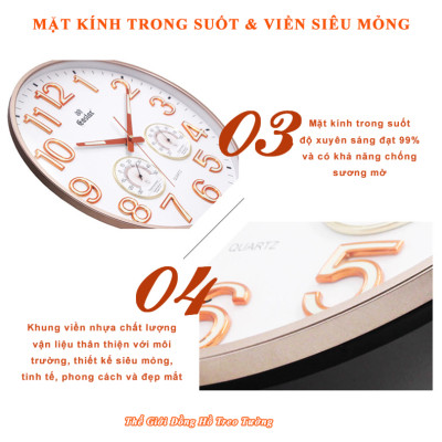 Đồng Hồ EASTAR Mặt Tròn có DẠ QUANG và Đồng hồ CƠ Đo NHIỆT ĐỘ & ĐỘ ẨM - Máy KIM TRÔI - Tặng Pin Maxell