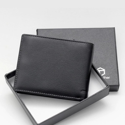 Ví da bò nam cao cấp AT Leather 061 (11.5 x 10.5 cm) - Đen