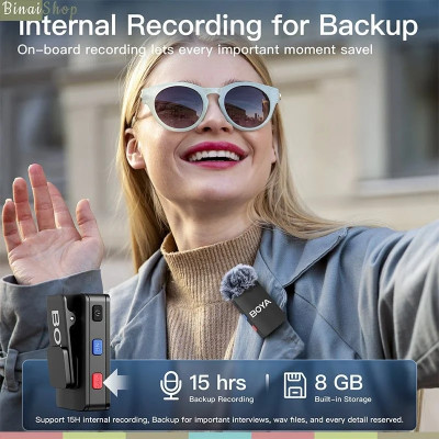 BOYAMIC - Micro Cài Áo Không Dây 2,4 GHz Có Chức Năng Ghi Âm Tích Hợp, Bộ Nhớ 8GB Dành Cho Điện Thoại, Máy Ảnh, Máy Tính - Hàng chính hãng