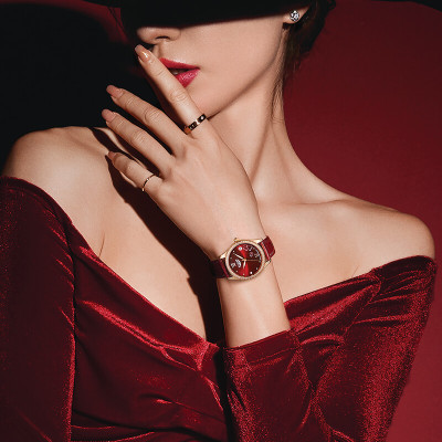 Đồng hồ nữ chính hãng KASSAW K996-1 ,Fullbox, Kính sapphire ,chống xước,chống nước,mặt đỏ vỏ vàng hồng dây da, thép không gỉ 316L, Mới 100%,Bảo hành 24 tháng,thiết kế lộ cơ đơn giản,trẻ trung và sang trọng