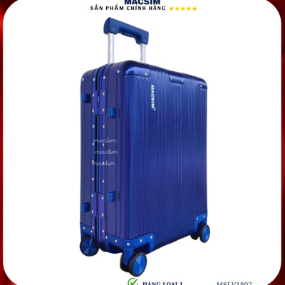 Vali hợp kim nhôm cao cấp Macsim MSLV1802 cỡ 20 inches màu xanh blue hàng loại 1