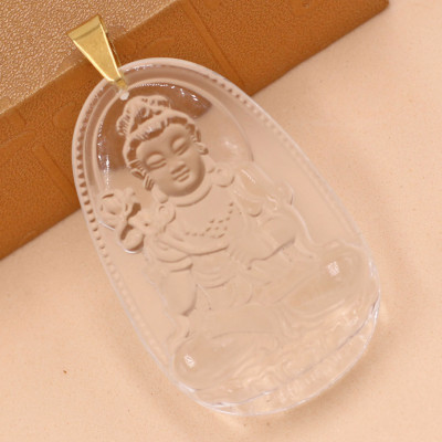 Mặt dây chuyền Đại Thế Chí Bồ Tát thủy tinh trắng 3.6cm - phật bản mệnh tuổi Ngọ - Mặt size nhỏ