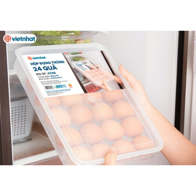Hộp đựng trứng 24 quả có nắp đậy nhựa Việt Nhật , khay bảo quản trứng không bị vỡ chắc chắn - Hàng Việt Nam